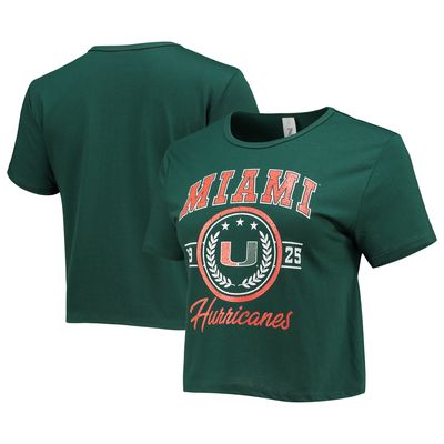 Women's ZooZatz Green Miami Hurricanes Core Laurels Cropped T-Shirt