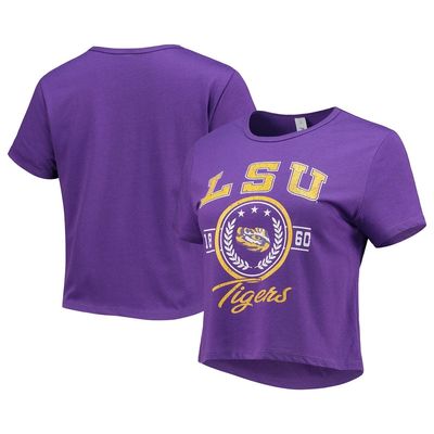 Women's ZooZatz Purple LSU Tigers Core Laurels Cropped T-Shirt