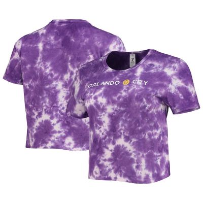 Women's ZooZatz Purple Orlando City SC Tie-Dye Cropped Wordmark T-Shirt