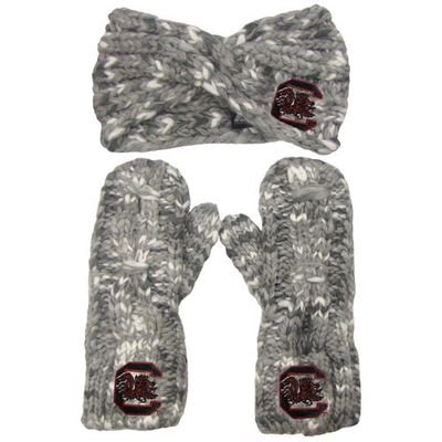 Women's ZooZatz South Carolina Gamecocks Logo Marled Headband and Mitten Set in Gray