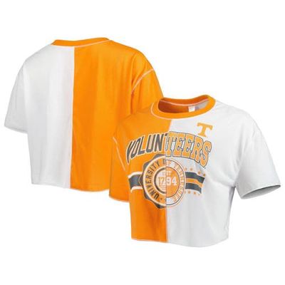 Women's ZooZatz Tennessee Orange/White Tennessee Volunteers Colorblock Cropped T-Shirt