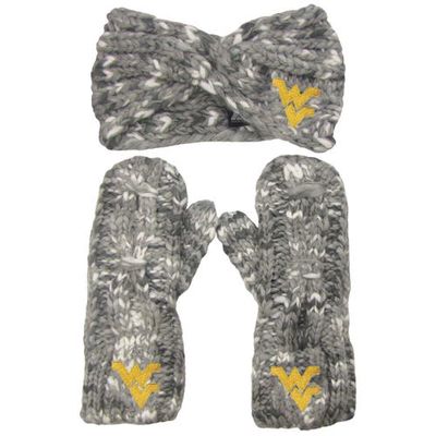 Women's ZooZatz West Virginia Mountaineers Logo Marled Headband and Mitten Set in Gray