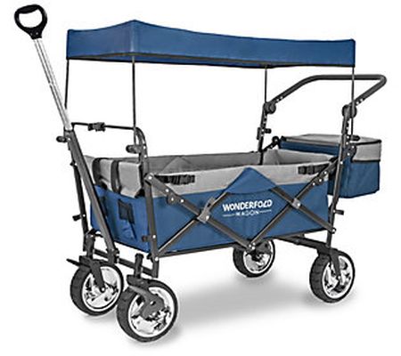 WonderFold S4 Push/Pull Outdoor Folding Wagon with Canopy