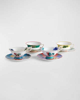 Wonderlust Teacups & Saucers, Set of 4