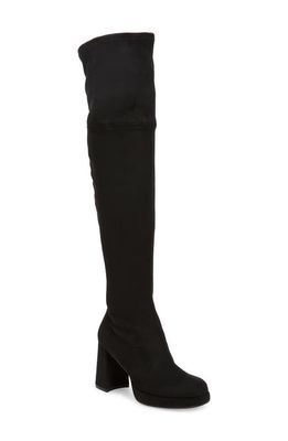 Wonders 5924 Over the Knee Boot in Black Suede/Stretch Combo