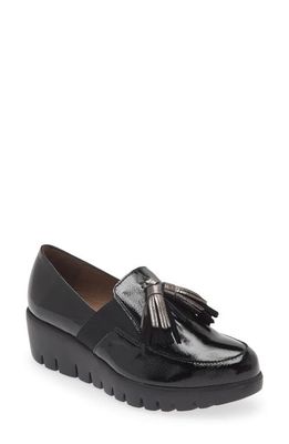 Wonders Loafer Wedge in Black Lead Combo 