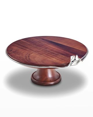 Wood Cake Stand with Leaf Detail
