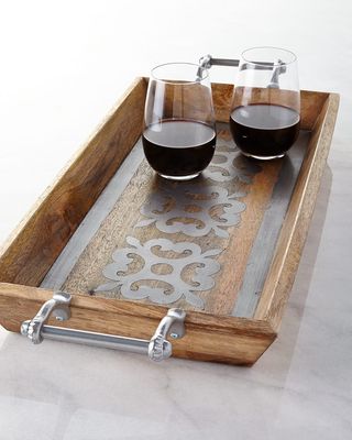 Wood Tray with Metal Inlay