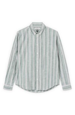 Wood Wood Andrew Ombré Stripe Organic Cotton Button-Up Shirt in Light Green