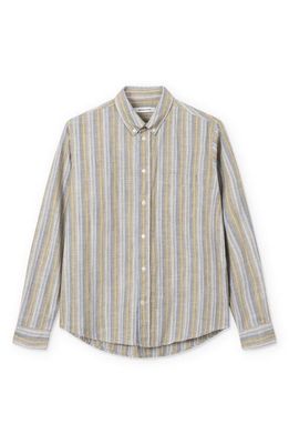Wood Wood Andrew Stripe Organic Cotton Button-Down Shirt in 3000 Yellow