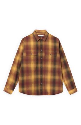 Wood Wood Avenir Gradient Plaid Flannel Button-Up Shirt in 2005 Brown Check