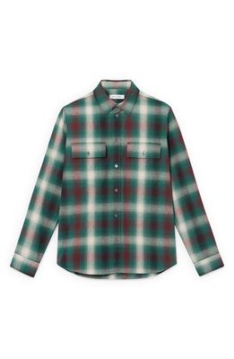 Wood Wood Avenir Gradient Plaid Flannel Button-Up Shirt in 8020 Green Check