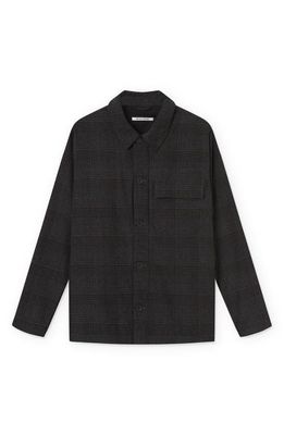 Wood Wood Clive Plaid Wool Blend Button-Up Shirt Jacket in Black