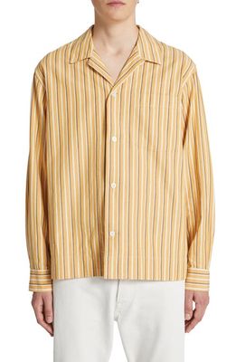Wood Wood Jason Dobby Stripe Organic Cotton Button-Up Shirt in Ochre