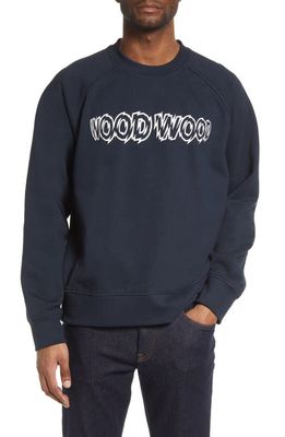 Wood Wood Men's Hester Shattered Logo Crewneck Sweatshirt in Navy