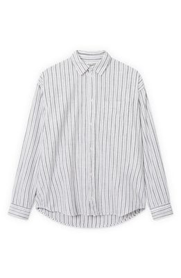 Wood Wood Nico Ticking Stripe Organic Cotton Button-Up Shirt in 0001 White