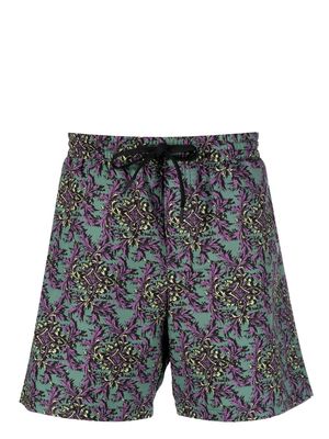 Wood Wood Roy graphic-print swim shorts - Green