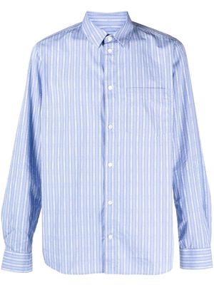 Wood Wood striped-pattern cotton shirt - Blue
