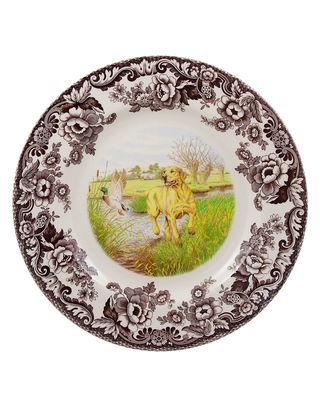 Woodland Hunting Dogs Yellow Lab Dinner Plate