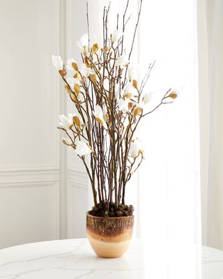 Woodland Magnolia 44" Faux Floral Arrangement in Wood Container