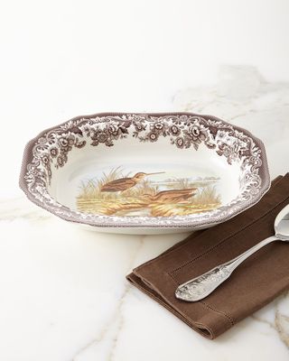 Woodland Open Vegetable Serving Dish with Snipe Birds