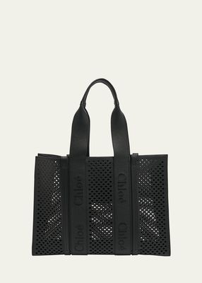 Woody Large Tote Bag in Perforated Leather