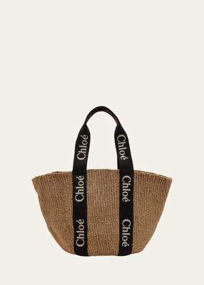 Woody Logo Embroidered Top-Handle Bag