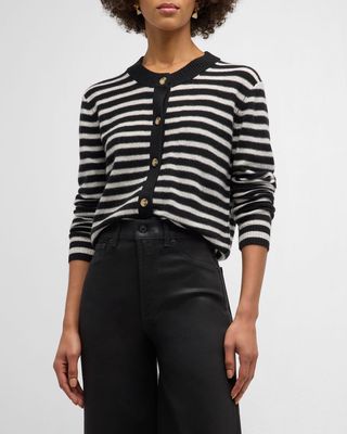 Wool and Cashmere Stripe Cropped Cardigan