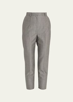 Wool and Mohair Cropped Cigarette Trousers