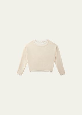 Wool and Silk Double-Layer Crop Sweater