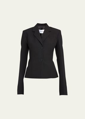 Wool Blazer Jacket with Cape Sleeves