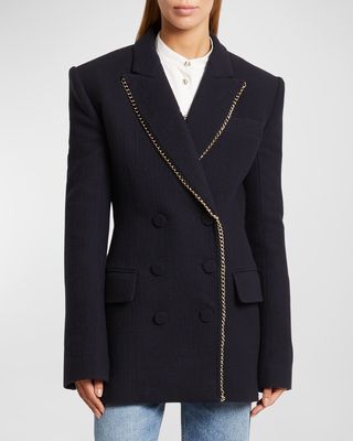 Wool Blazer with Chain Detail