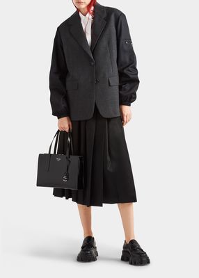 Wool Blazer with Re-Nylon Sleeves