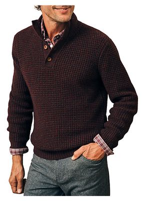 Wool-Blend Button-Front Sweater