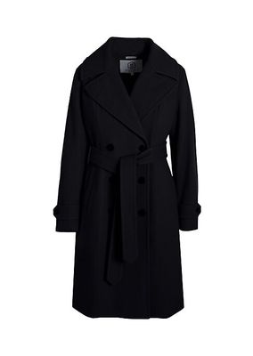 Wool-Blend Double-Breasted Down Coat