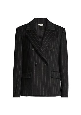 Wool-Blend Double-Breasted Pinstripe Blazer