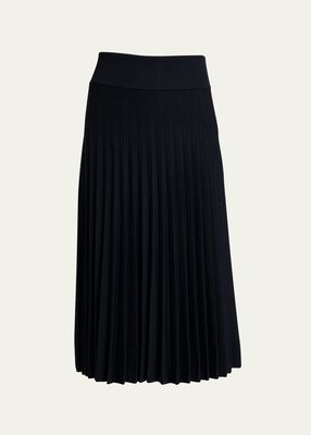Wool-Blend Plisse Midi Skirt