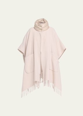 Wool-Blend Poncho with Nylon Ultralight Details