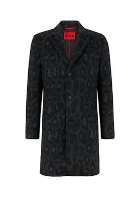 Wool-blend regular-fit coat with jaglion print