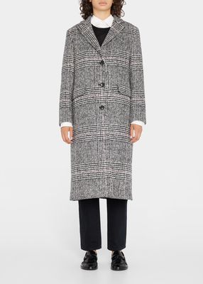 Wool Blend Tweed Long Coat