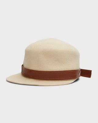 Wool Cap With Leather Band