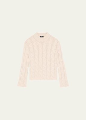 Wool-Cashmere Mock-Neck Cable Sweater