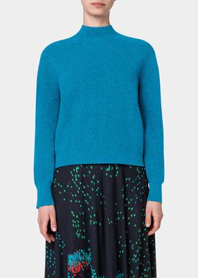 Wool-Cashmere Mock-Neck Drop-Shoulder Sweater