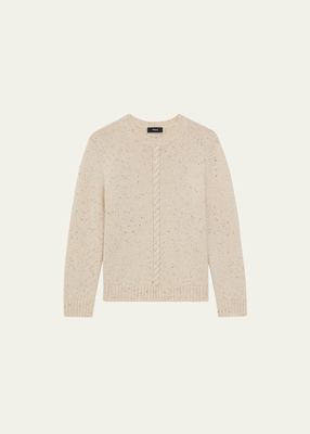 Wool-Cashmere Shrunken Donegal Cable-Knit Sweater