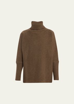 Wool Chunky Textured Knit Long-Sleeve Turtleneck Sweater