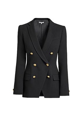 Wool Crepe Double-Breasted Jacket