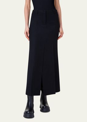 Wool Double-Face Midi Skirt