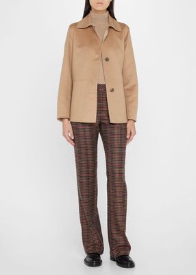 Wool Houndstooth Bootcut Pants