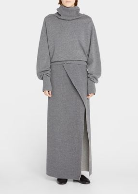 Wool Maxi Wrap Skirt