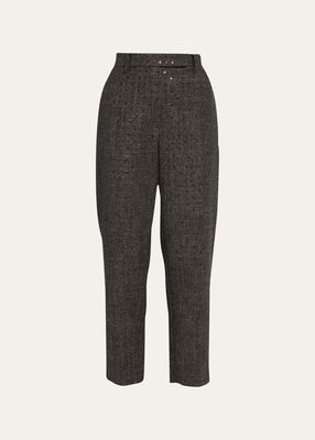 Wool Melange Sequin-Embellished Trousers